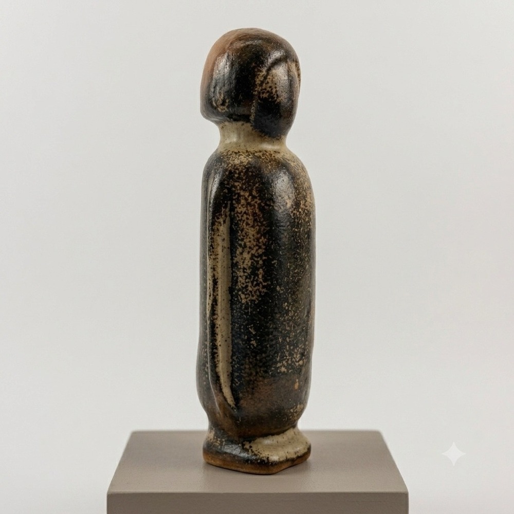 Vintage Studio Pottery Abstract‎ Human Figure Signed Speckled Glaze 11 Inch